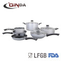 9 pieces pressed aluminum cookware set with non-stick coating